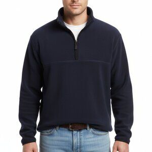 Winners Fleece Sweatshirt 1/4 Zip Navy Adjustable Waist Tie Pullover Men Large